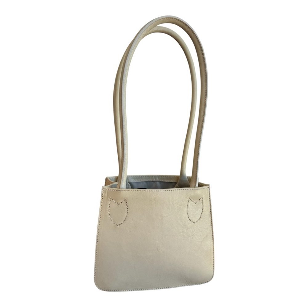 Furla Rare Authentic Y2K 90s Shoulder Mini Tote Bag in Cream Leather - Picture 2 of 13
